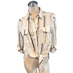 Thread & Supply  Size S White and Black Striped Top